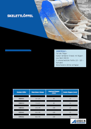 Benne per escavatori Arden R30V31S