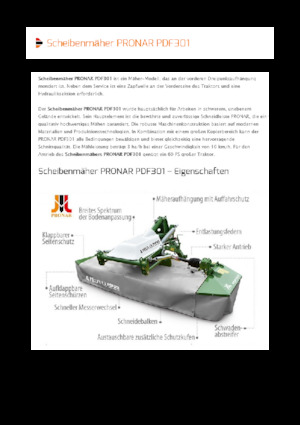 Falciatrici a dischi frontale disco senza condizionatore Pronar PDF 301