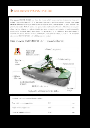 Falciatrici a dischi frontale disco senza condizionatore Pronar PDF 301