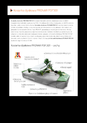 Falciatrici a dischi frontale disco senza condizionatore Pronar PDF 301