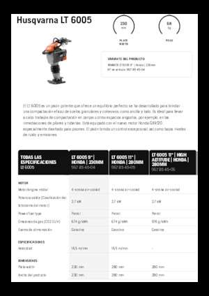 Costipatori Diesel e Benzina Husqvarna LT 6005