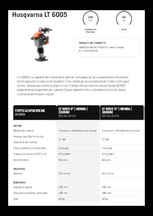 Costipatori Diesel e Benzina Husqvarna LT 6005