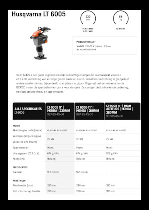 Costipatori Diesel e Benzina Husqvarna LT 6005