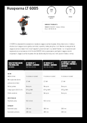 Costipatori Diesel e Benzina Husqvarna LT 6005