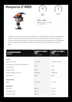 Costipatori Diesel e Benzina Husqvarna LT 8005
