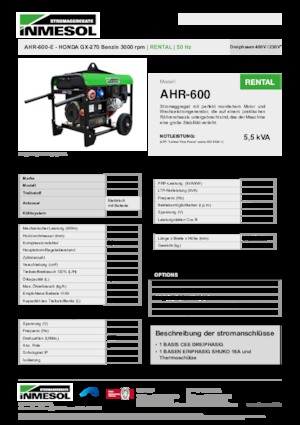 Generatori a benzina INMESOL AHR-600-E