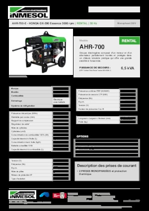 Generatori a benzina INMESOL AHR-700-E