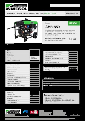 Generatori a benzina INMESOL AHR-850-E