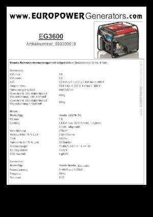 Generatori a benzina Europower EG3600