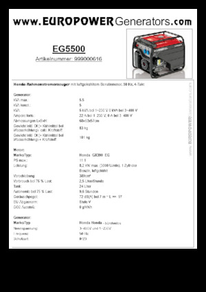 Generatori a benzina Europower EG5500