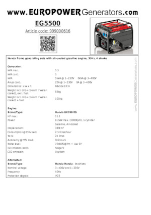 Generatori a benzina Europower EG5500