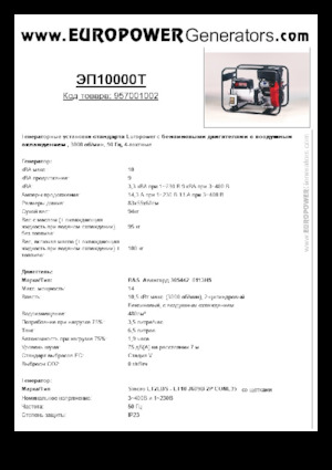 Generatori a benzina Europower EP10000T (S)