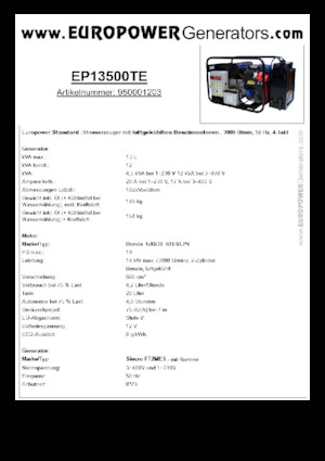 Generatori a benzina Europower EP13500TE (S)
