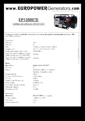 Generatori a benzina Europower EP13500TE (S)