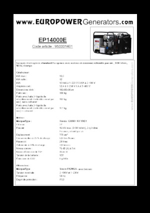Generatori a benzina Europower EP14000E (S)
