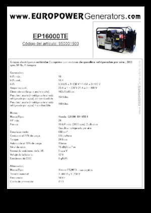 Generatori a benzina Europower EP16000TE (S)