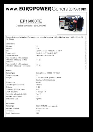 Generatori a benzina Europower EP16000TE (S)