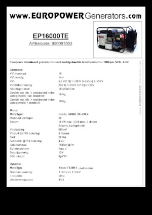 Generatori a benzina Europower EP16000TE (S)
