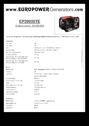 Generatori a benzina Europower EP20000TE (S)