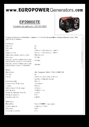 Generatori a benzina Europower EP20000TE (S)