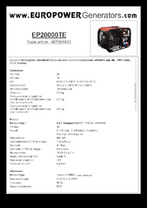 Generatori a benzina Europower EP20000TE (S)