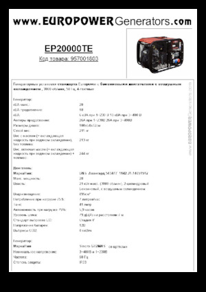 Generatori a benzina Europower EP20000TE (S)