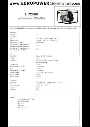 Generatori a benzina Europower EP2500 (S)