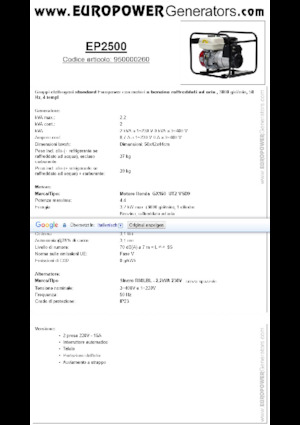 Generatori a benzina Europower EP2500 (S)