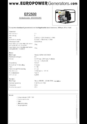 Generatori a benzina Europower EP2500 (S)