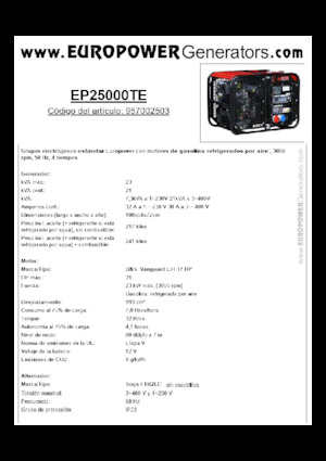 Generatori a benzina Europower EP25000TE (S)