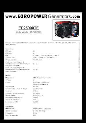 Generatori a benzina Europower EP25000TE (S)