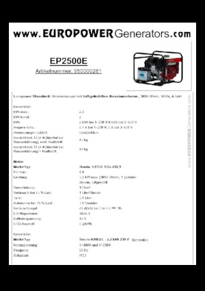 Generatori a benzina Europower EP2500E (S)