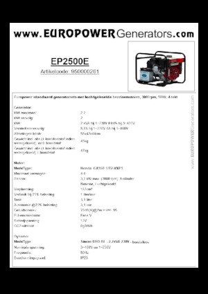 Generatori a benzina Europower EP2500E (S)