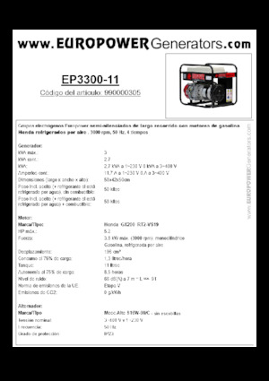 Generatori a benzina Europower EP3300-11 (MA)