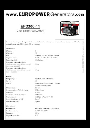 Generatori a benzina Europower EP3300-11 (MA)