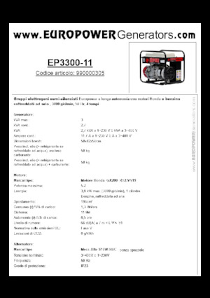 Generatori a benzina Europower EP3300-11 (MA)