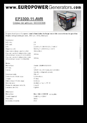 Generatori a benzina Europower EP3300-11-AVR (MA)