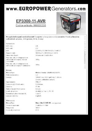 Generatori a benzina Europower EP3300-11-AVR (MA)