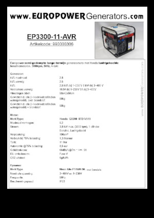 Generatori a benzina Europower EP3300-11-AVR (MA)