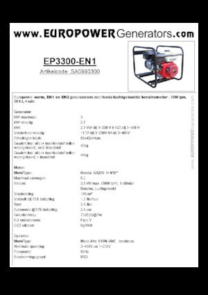 Generatori a benzina Europower EP3300-EN1 (MA)