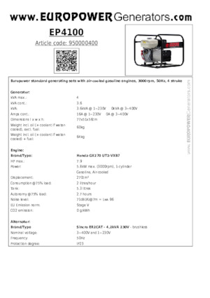 Generatori a benzina Europower EP4100 (S)