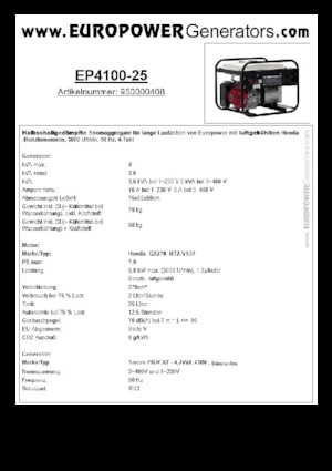 Generatori a benzina Europower EP4100-25 (S)