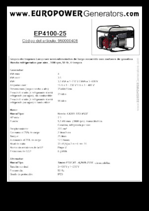 Generatori a benzina Europower EP4100-25 (S)