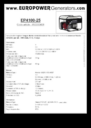 Generatori a benzina Europower EP4100-25 (S)