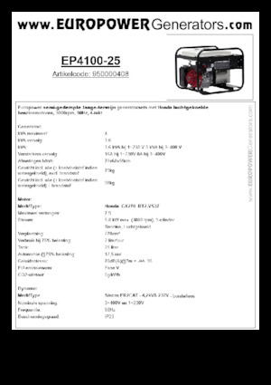 Generatori a benzina Europower EP4100-25 (S)