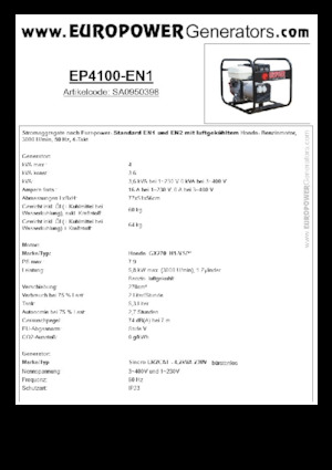 Generatori a benzina Europower EP4100-EN1 (S)