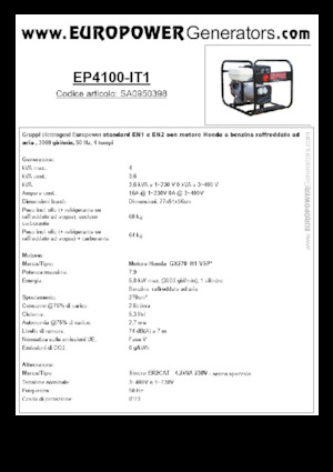 Generatori a benzina Europower EP4100-EN1 (S)