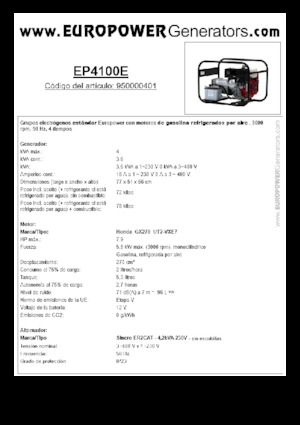 Generatori a benzina Europower EP4100E (S)