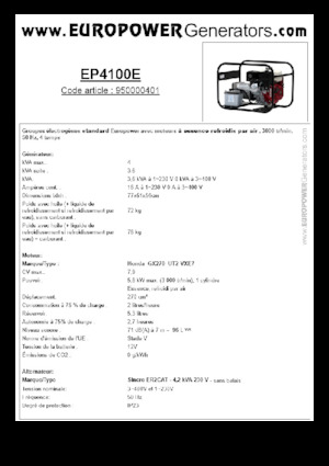 Generatori a benzina Europower EP4100E (S)
