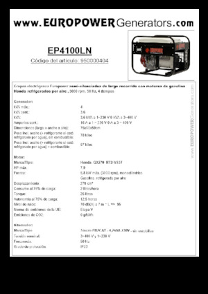 Generatori a benzina Europower EP4100LN (S)